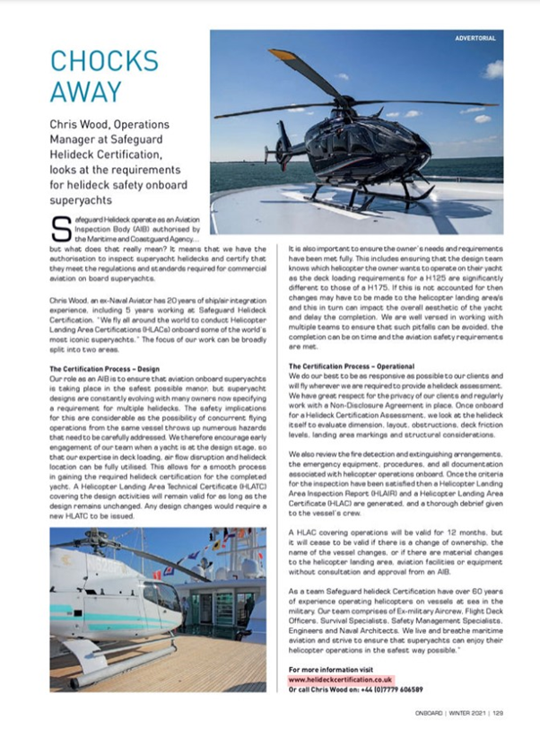 Feature on Helideck Safety in Onboard Magazine 1 image
